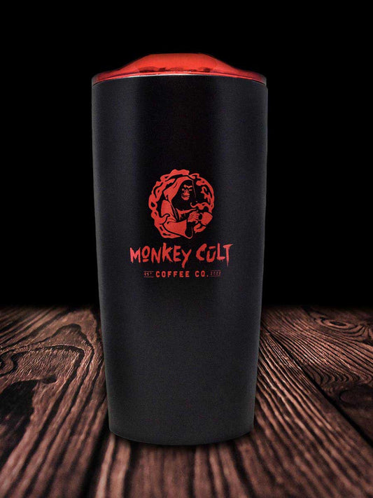 travel mug matte black with red lid coffee 